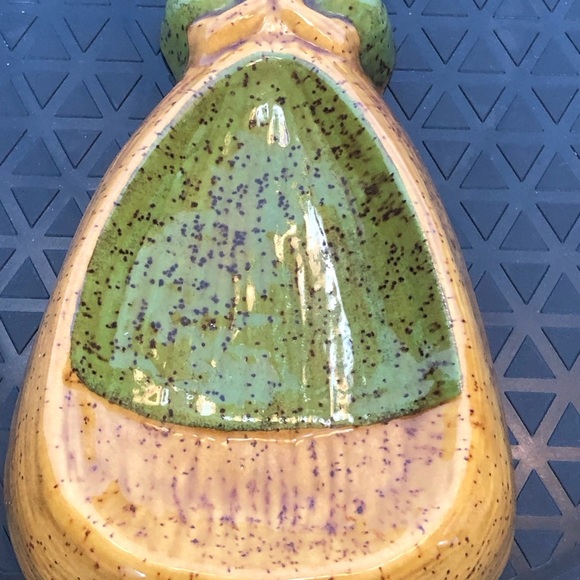 Vintage Maiden Spoon Rest Ceramic Green Gold Country Farmhouse Cottage Rustic - Picture 7 of 12